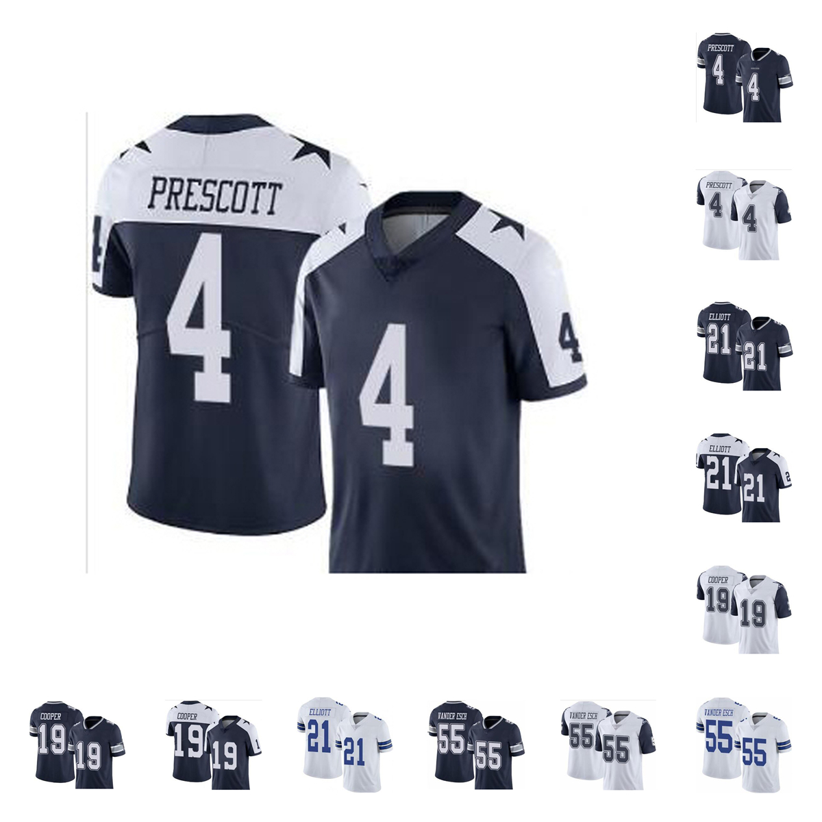 

11 Micah Parsons 88 CeeDee Lamb Football Jerseys 4 Dak Prescott 55 Leighton Vander Esch 19 Amari Cooper 21 Ezekiel Elliott Jaylon Smith 90 D, Black;red