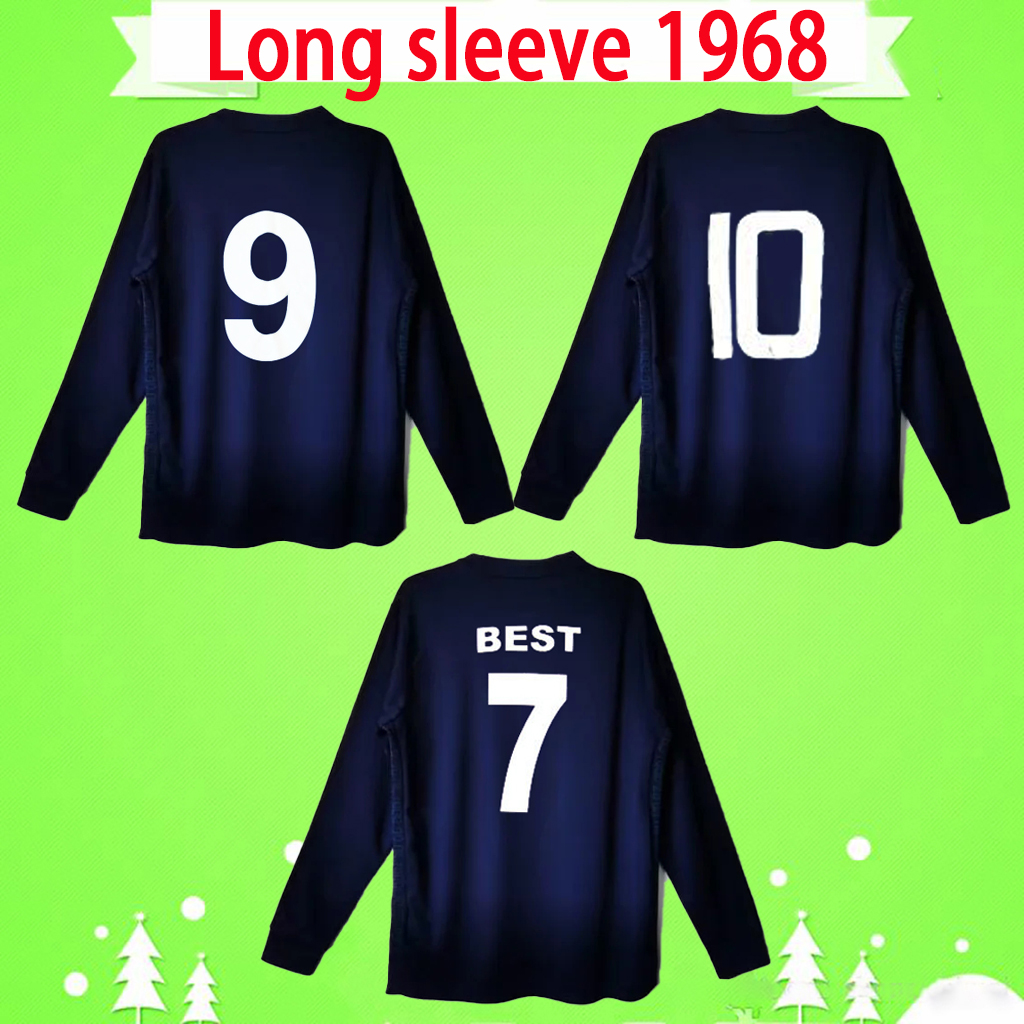 

MancHestEr RETRO 1968 long sleeve soccer jerseys 50 years blue #7 #9 #10 football shirt 50TH classic commemorate Collection vintage 68 -18 Camiseta de futbol unIed