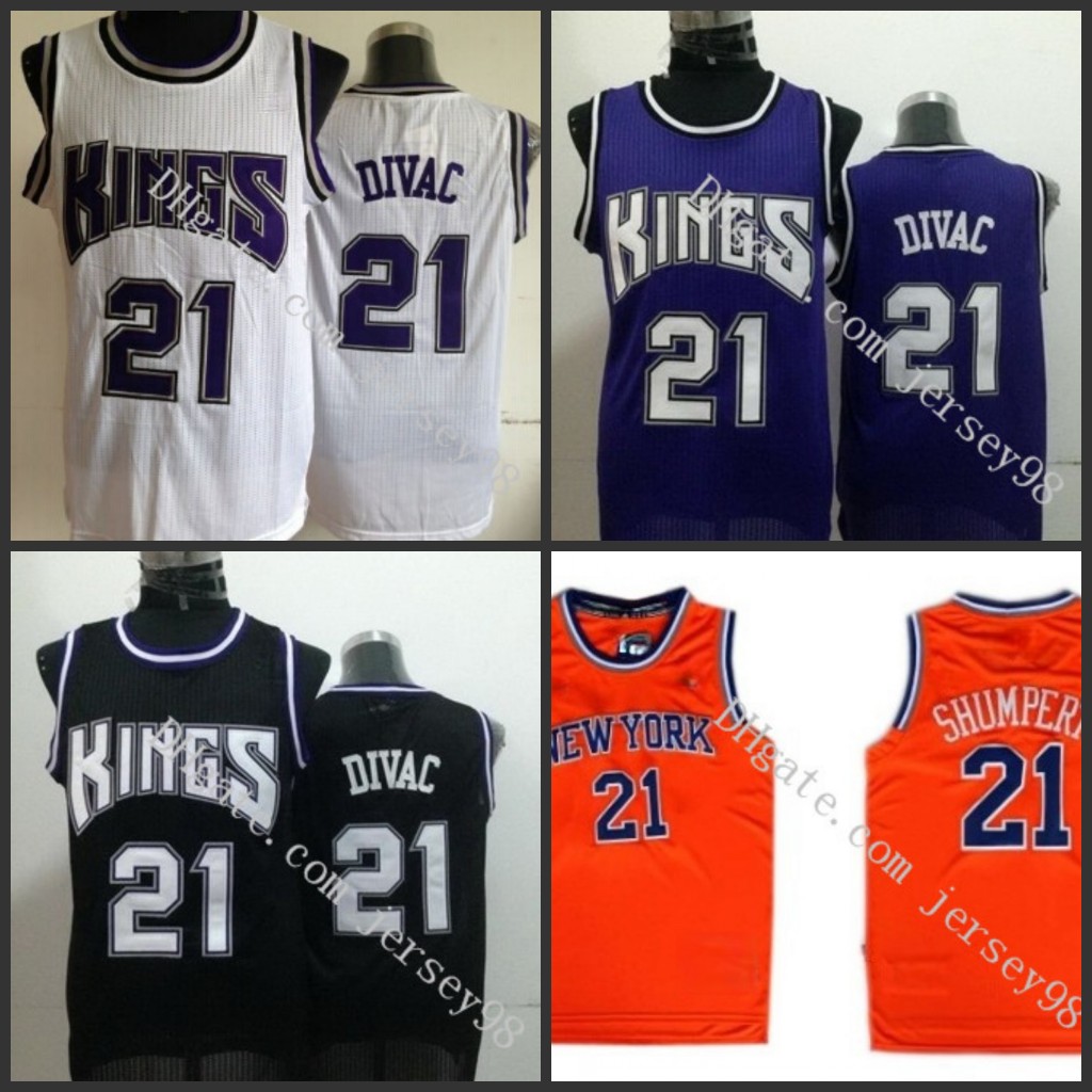 

Sacramento Kings Black #21 Vlade Divac shumpert retro Basketball Jersey