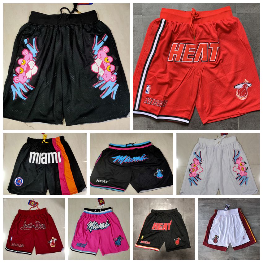 

Men' Just Don Miami Heat Basketball NBA Shorts Mitchell & Ness Blue White Classics Stitched Swingman Sweatpants -XXL, As photo