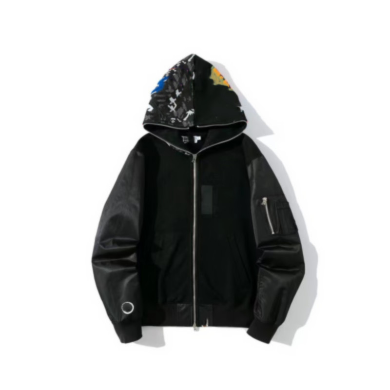 

Newest Lover Camo Shark Print Cotton Sweater Hoodies Men's Casual Purple Red Camos Cardigan Hooded Jacket Sweatshirt055, Black