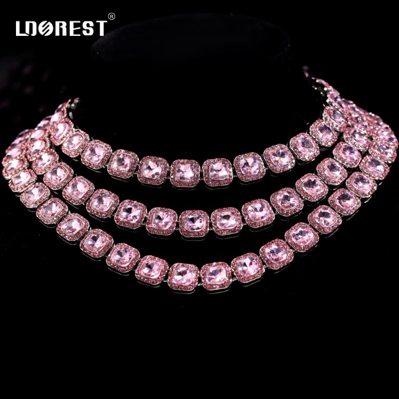 

Chains Men Women Iced Out Square Chain Necklace Geometric Crystal 13mm Hip Hop Cuban Link Choker Necklaces Fashion Jewelry Gifts, Silver