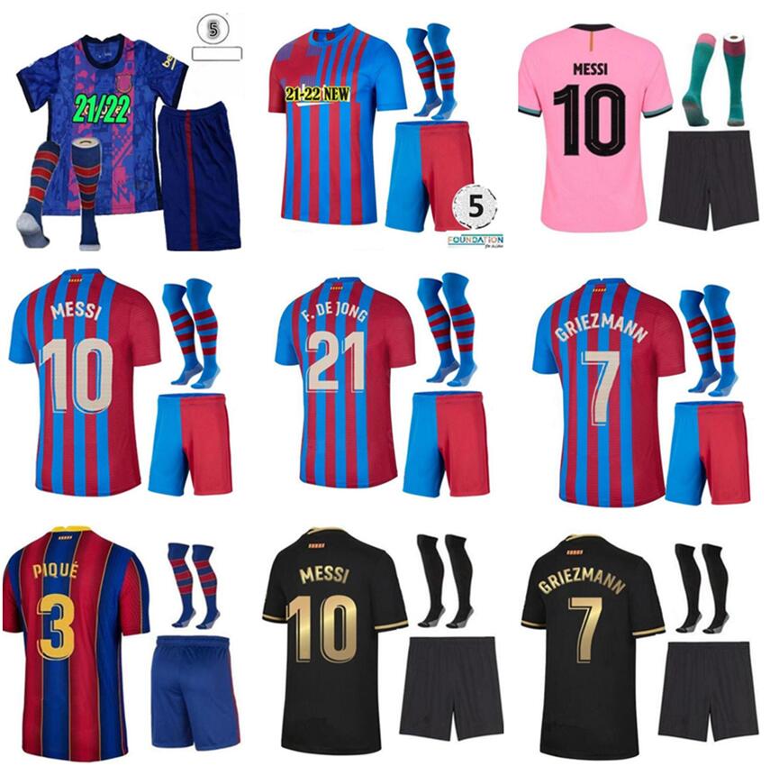

Adult+kids 20 21 22 BARCA soccer jerseys set Messi Barcelona 2021 2022 ANSU FATI GRIEZMANN BRAITHWAITE PEDRI DE JONG COUTINHO movement Footb, Black;yellow