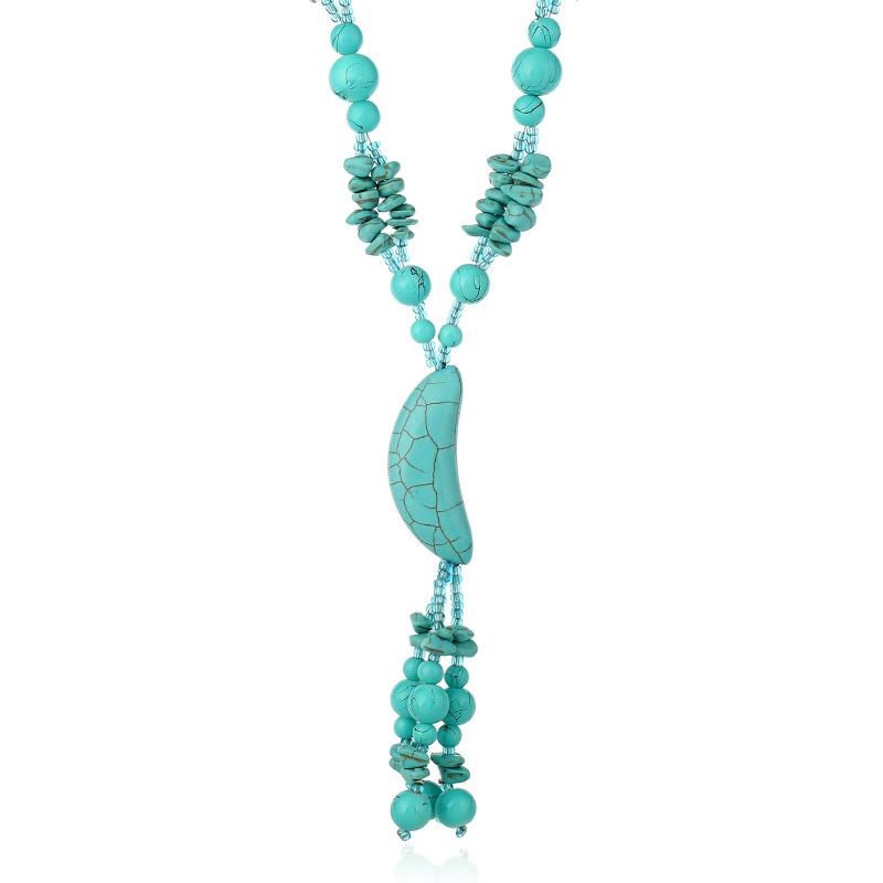 Pendant Necklaces Women Vintage Faux Tur-quoise Moon Necklace Gift For Her-image-708526502