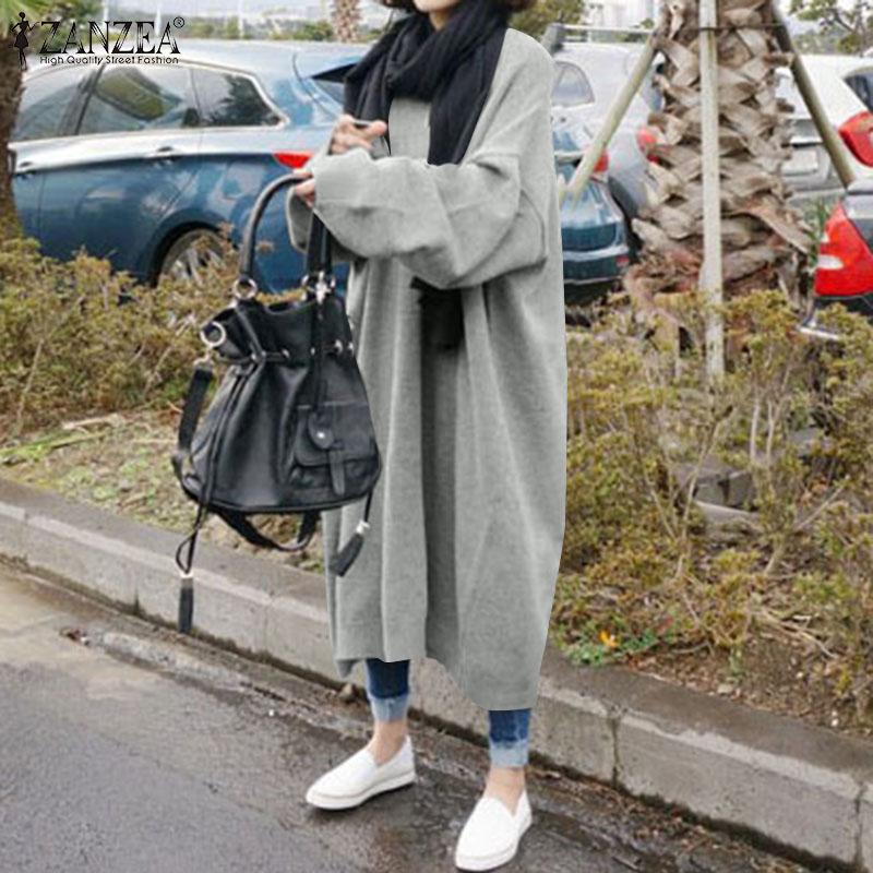 

Women's Hoodies & Sweatshirts Fashion Lady Casual Long Sleeve Top ZANZEA Solid Oversized 2021 Autumn Winter Warm Pullovers Sweatshirt, Black