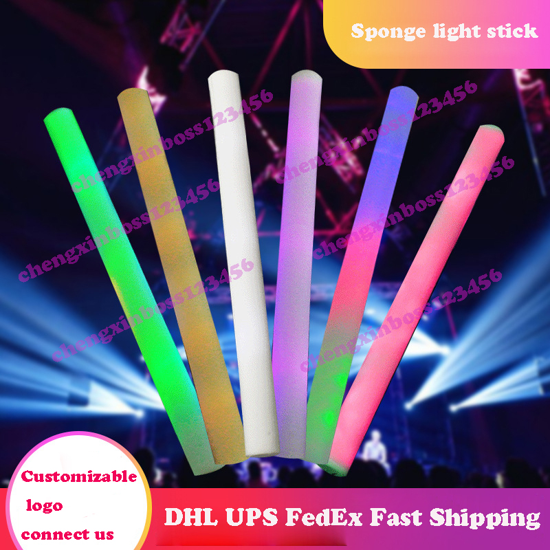 Colorful Sponge Glow Stick Toy Bar Event Party Flash Luminous Sticks Concert Cheer Led rod Kids Christmas Carnival Toys