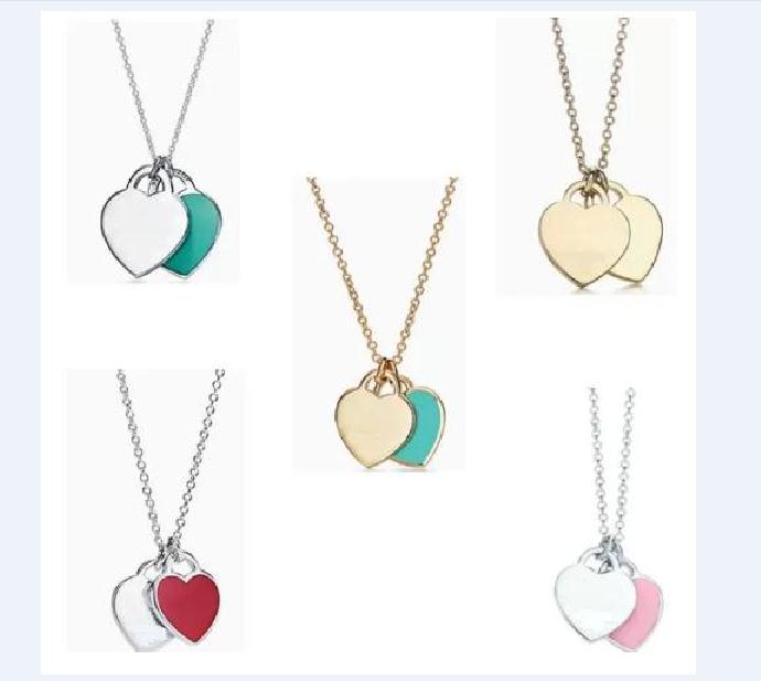 

tiff necklace 925 silver pendant necklaces female jewelry exquisite craftsmanship with official logo classic blue heart Luxury designer Brac