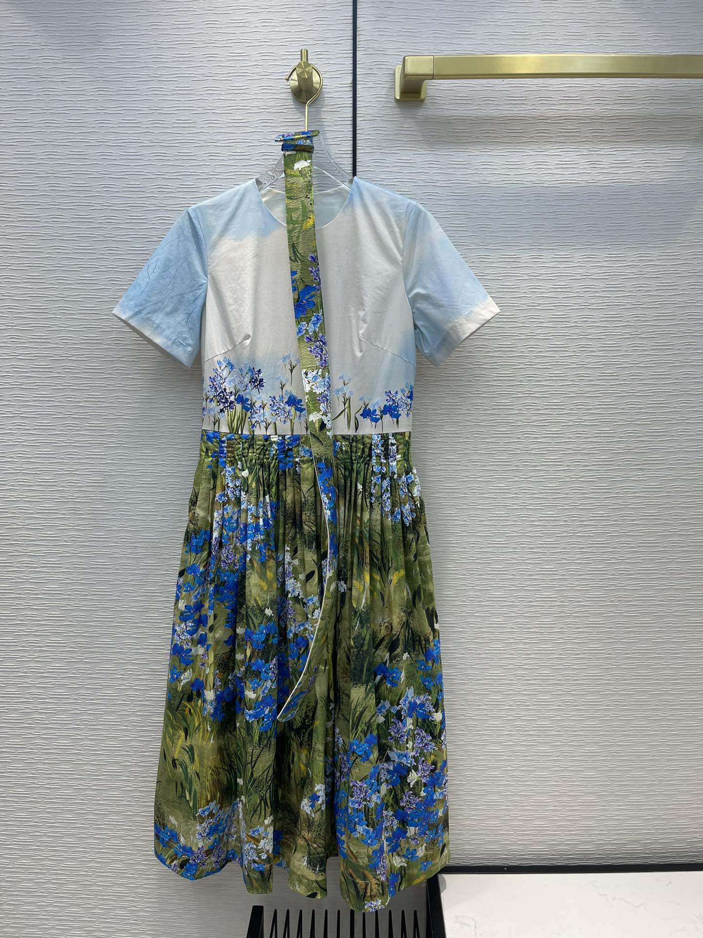 

Milan Runway dresses 2021 Autumn O Neck Short Sleeve Women' Designer Dress Brand Same Style Clothing 0815-9, Picture color