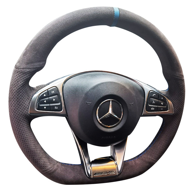 

Suitable for Mercedes Benz AMG A35 C43 E53 S63 Gle G63 Suede Hand Sewn Steering Wheel Cover