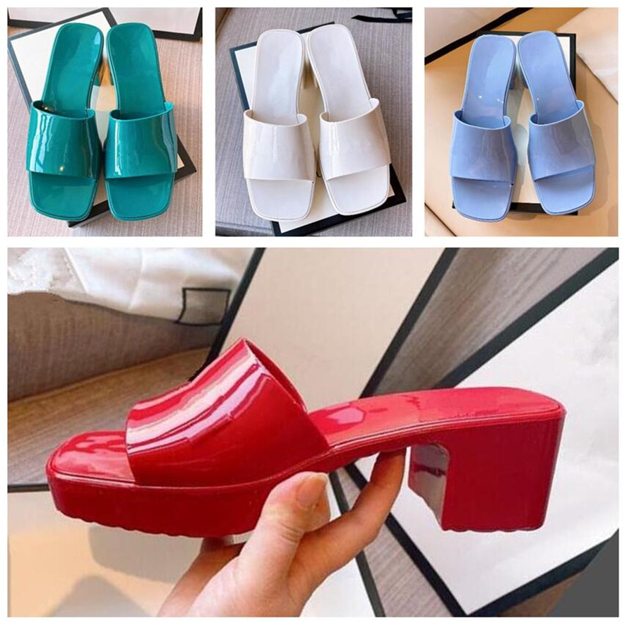 

Top quality Wholesale Brand woman slipper designer lady Sandals summer jelly slide high heel slippers luxury Casual shoes Womens Leather Alphabet beach Party size, S11