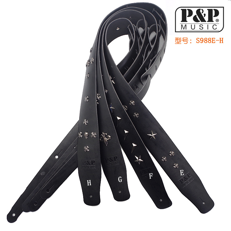 

A Black Leather Guitar Strap FOR Acoustic Electric Guitar Bass Musical Instruments Accessories