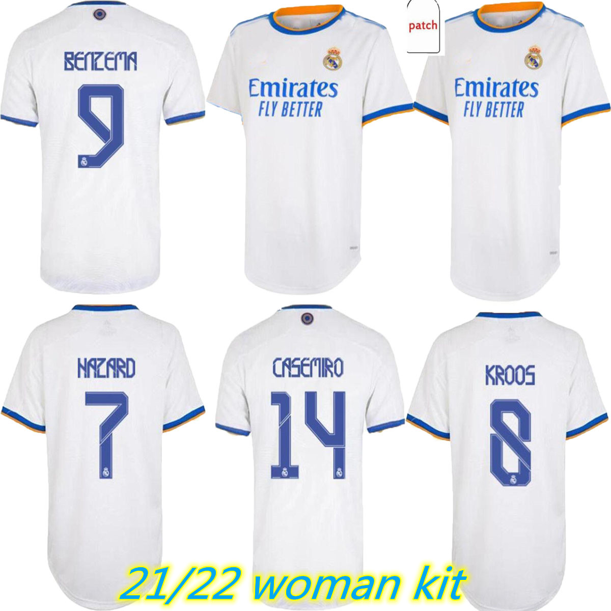 

Real Madrid woman Jerseys 21 22 BENZEMA Soccer Jersey home MODRIC HAZARD ASENSIO CASEMIRO VINICIUS JR. Football Shirt Sets Uniforms, Black;yellow