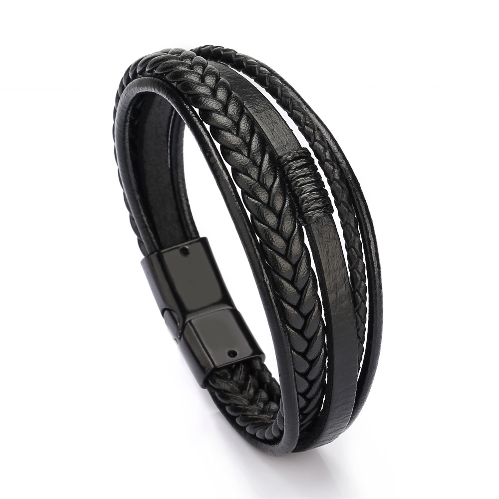 

Leather Rope Hand-woven Bracelet Men's Bracelets Ethnic Style Ornaments New 21121708R