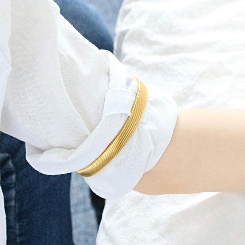 

Bangle 1cm Arm Warmer Shirt Sleeve Holder Metal Anti-Slip Elastic Bracelets Stretch Armband Barware, Black