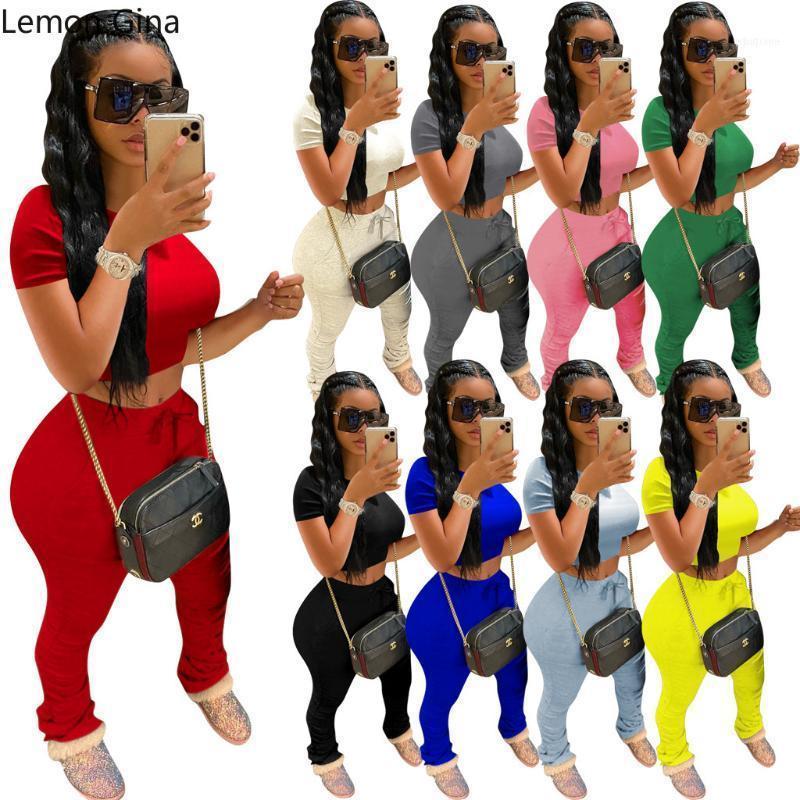 

Lemon Gina Women Summer Stacked Jogger Tracksuit Mini Tee Tops Ruched Sweatpants Pants Suit Two Piece Set Matching Sweatsuit Women's Tracksu, Gray