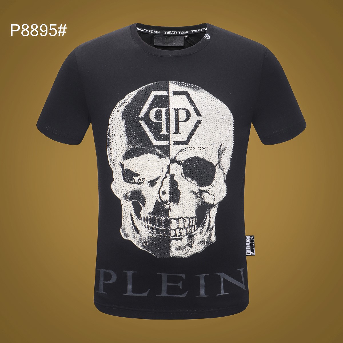 

2021 European and American round neck short-sleeved T-shirt men's personality trend letter printing diamond summer cotton fashion shirt, 222