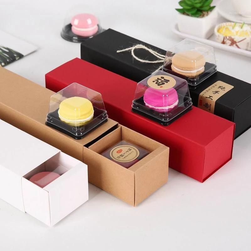 

Gift Wrap Wholesale Black/Brown/Red/White Random Mix 4 Grid Kraft Paper Drawer Style Mooncake Box Macaroon Boxes Biscuit Packing Case