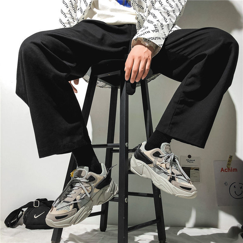 

INS Hong Kong Style Super Sports Shoes Mens Fashion Net Red White Black Students Clunky Sneakers Versatile Korean Sneake