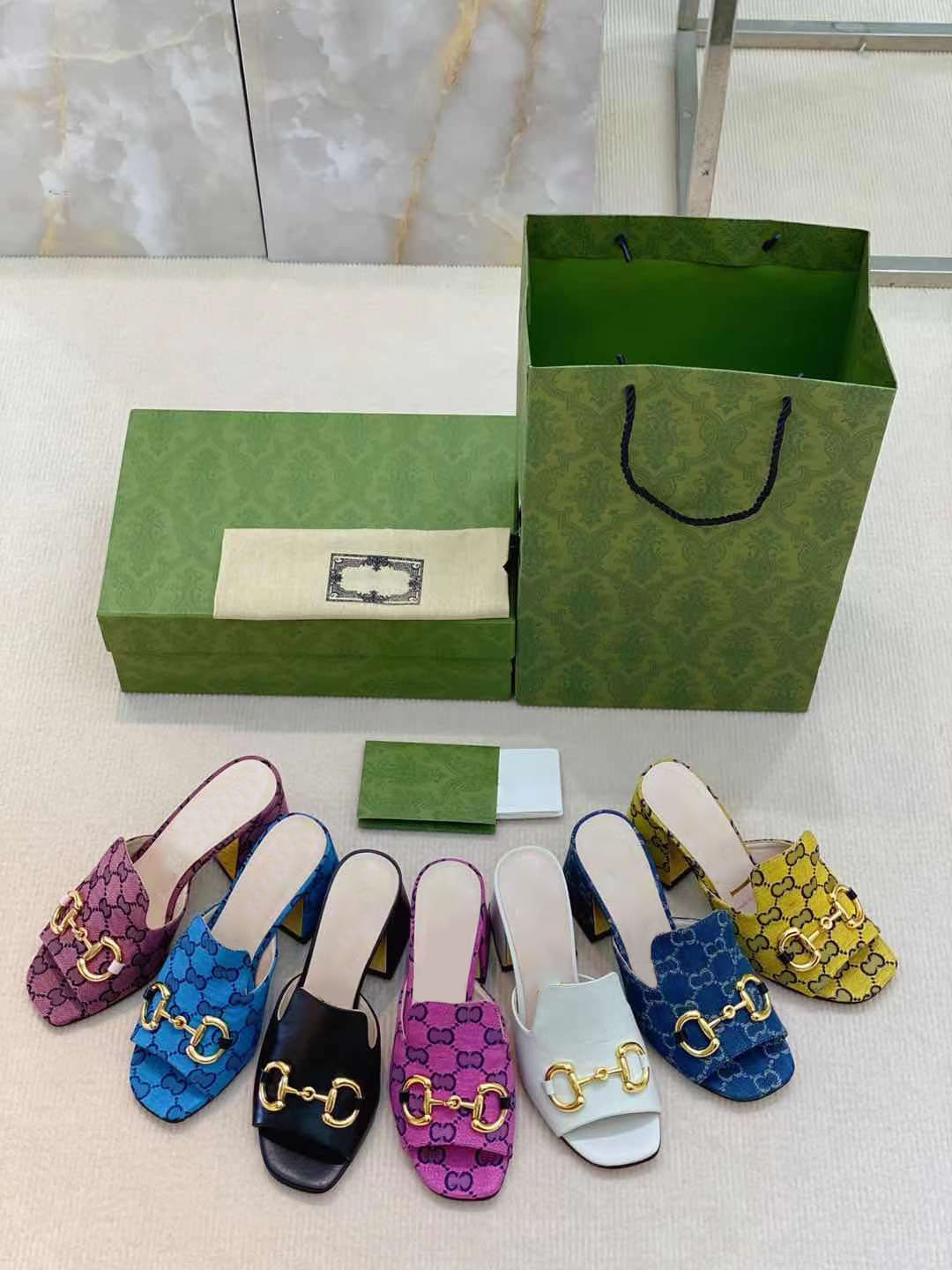 

Luxury Designer High Heel slippers square toe dress shoes rainbow berry calfskin women's sexy Shuhe fashion height 7cm, Black