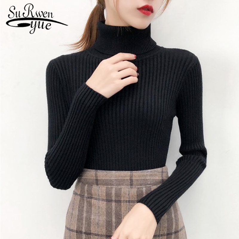 Autumn and Winter Soft Elegant Women Sweater Clothing Long Sleeve Turtleneck Tops Fashion Blouses 5778 50 210508