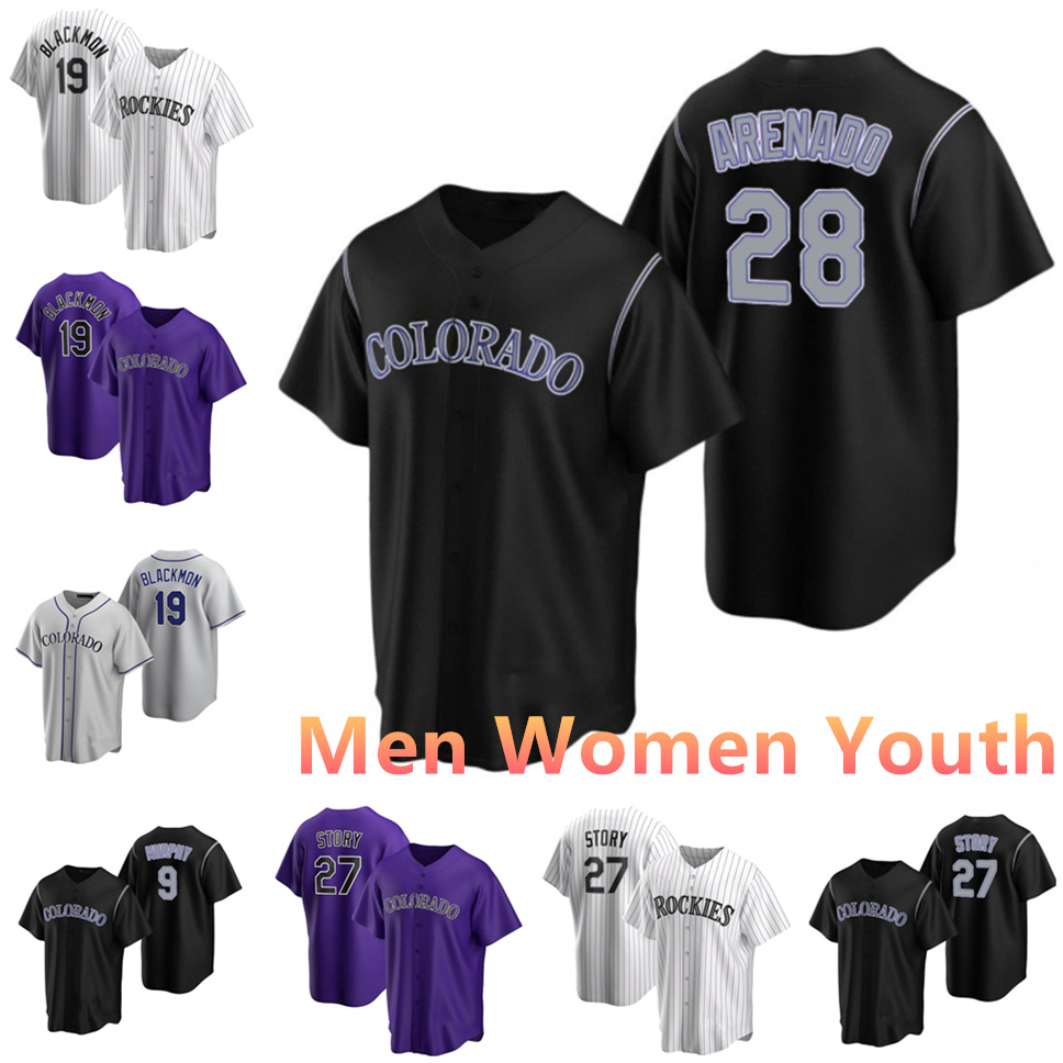 

2021 Custom Colorado 27 Trevor Story Jersey 28 Nolan Arenado 19 Charlie Blackmon 7 Brendan Rodgers 24 Ryan McMahon Men Women Youth Baseball Jerseys, Blue;black