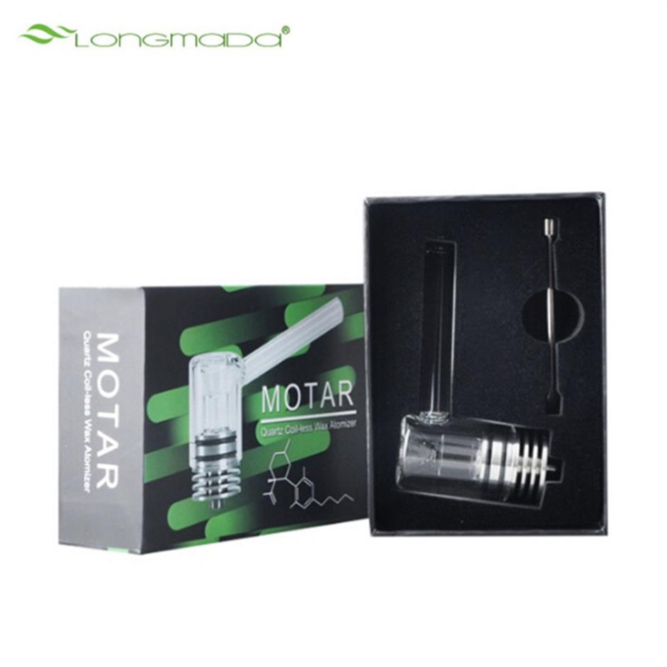 

Authentic longmada motar WAX tank 30-45W Max Support Concentrate Atomizer Glass Pipe Dabber 22mm Diameter for 510 Thread Box Mod a48