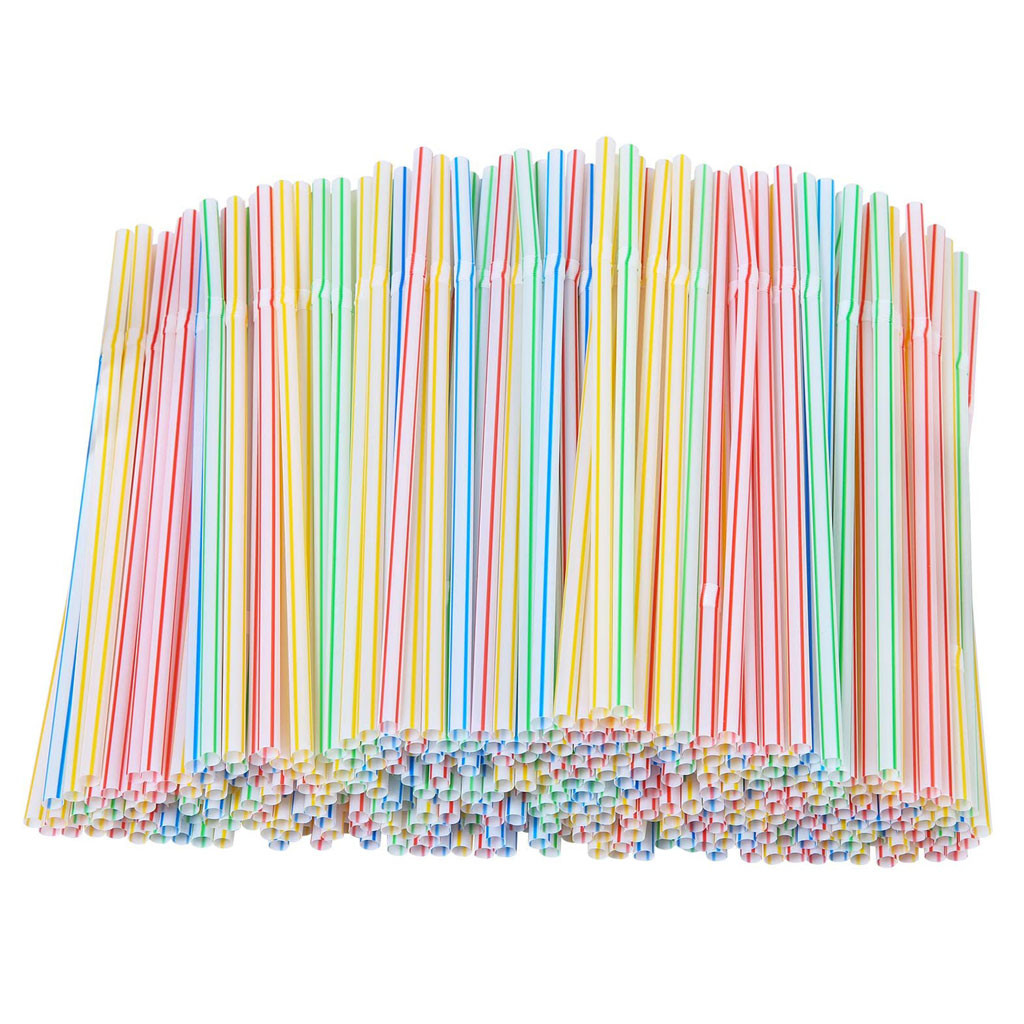 

100pcs 8 Inches Long Plastic Drinking Straws Multi-Colored Striped Bedable Disposable Straw Party Multi Colored Rainbow
