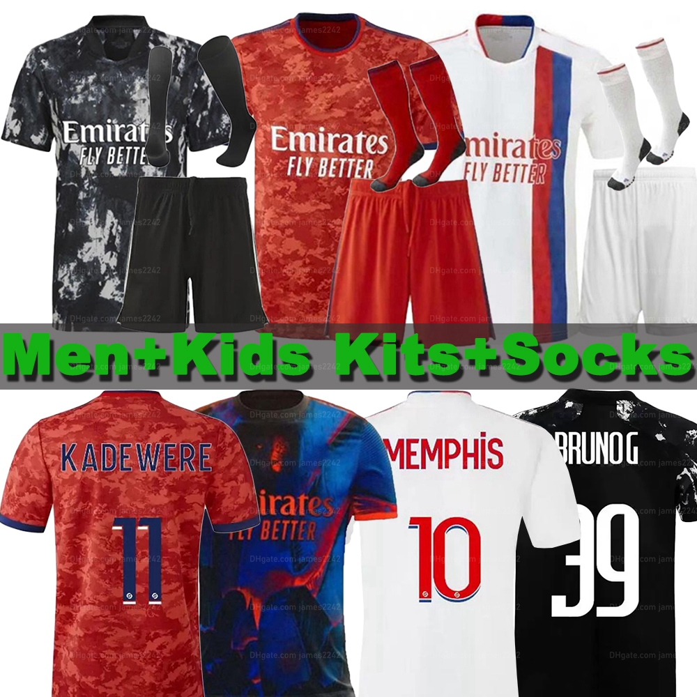 

Custom Maillot Lyon 4th Fans Player version soccer jerseys 2021 Olympique Lyonnais Jersey Maillot de foot OL football shirts TRAORE men kids kits socks full sets top, 21/22 home