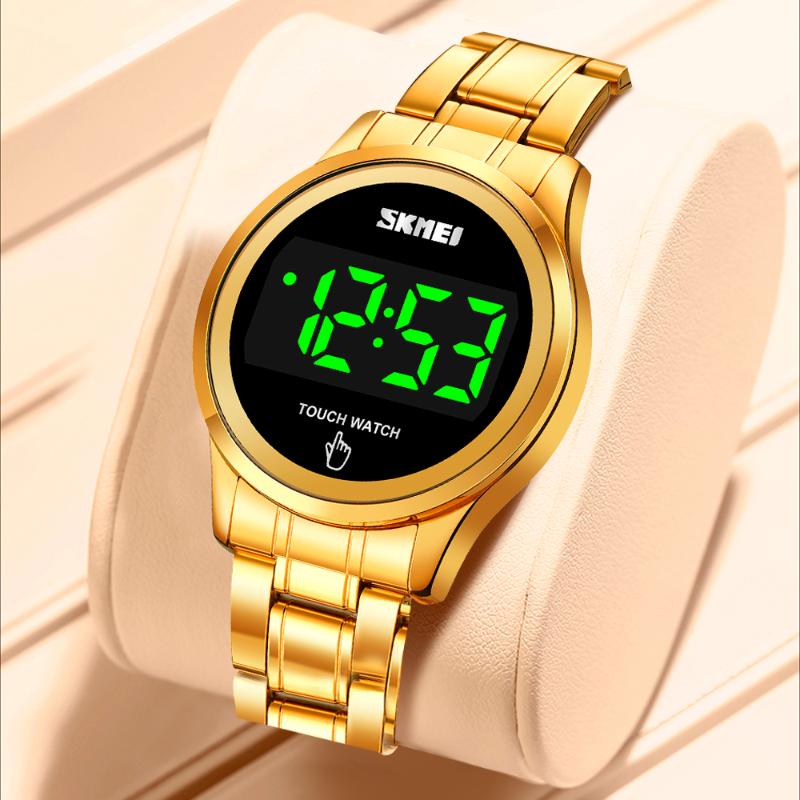 

Wristwatches SKMEI Brand Ladies Watch Fashion Touch Screen LED Digital Waterproof Girl Golden Clock Relogio Feminino 1737