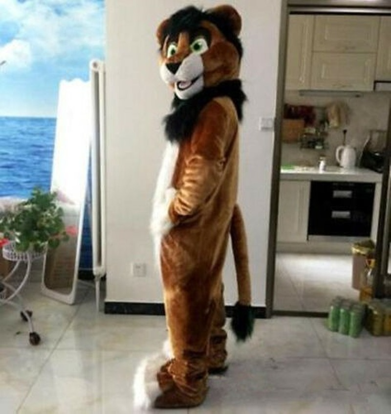 Mascot CostumesHalloween Long Fur Fox Wolf Fursuit Mascot Costumes Suits Brown Adults Outfits-image-747523678