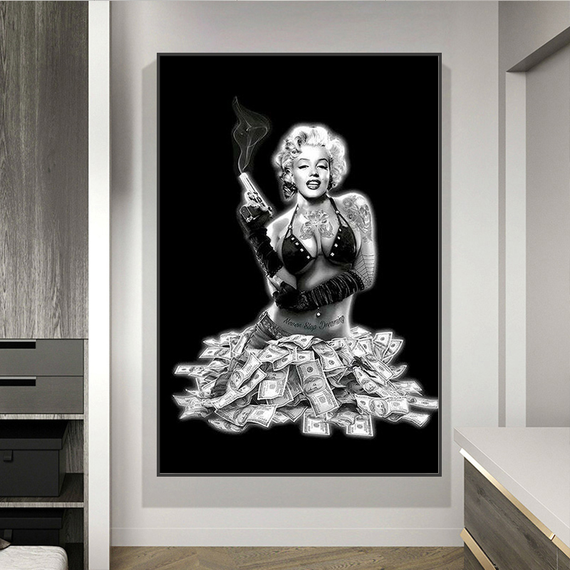 

Abstract Black and White Marilyn Monroe Canvas Painting Posters and Prints Wall Art Picture Prints for Living Room Home Decor