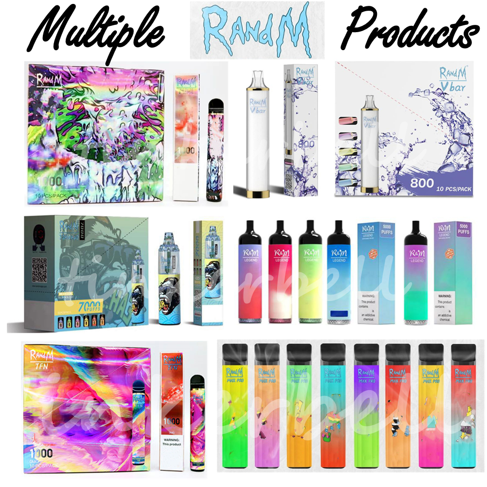

Original RandM Tornado 7000 Puffs Disposable Vape Pen E cigarettes RGB Light 1100mah Rechargeable Battery 14ml Prefilled Pod