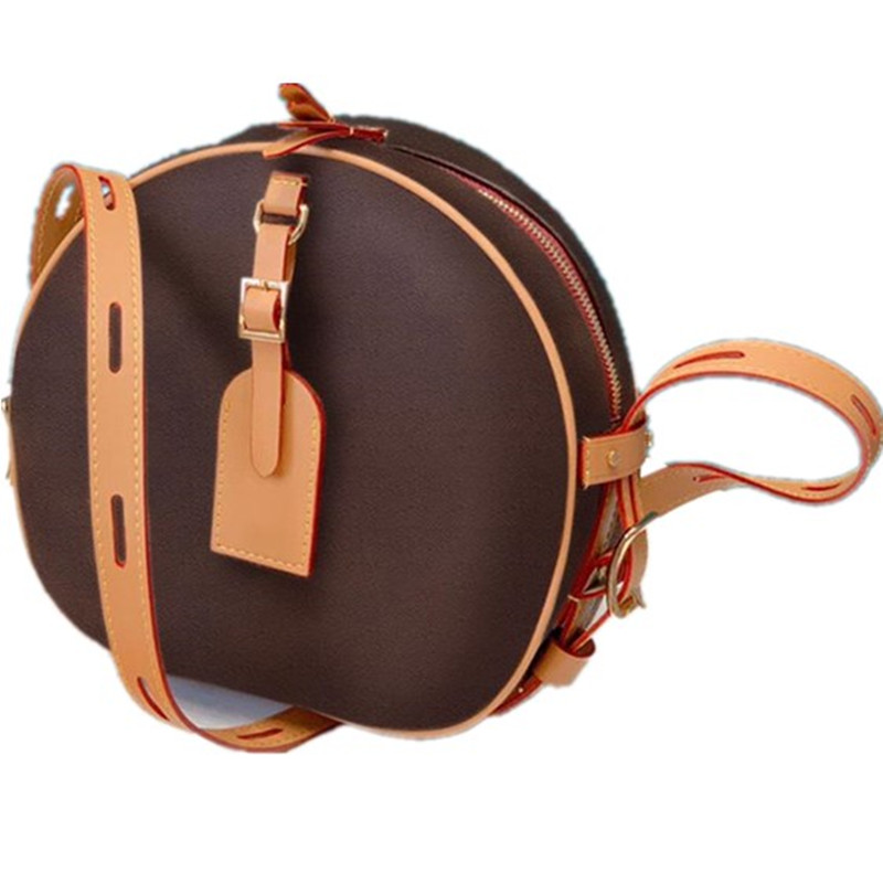 

Top 2021High quality Shoulder Bags brand Letter Flower Designer shoes fashion Classic Brown Ladies medium round Crossbody bag size 20cm Coin
