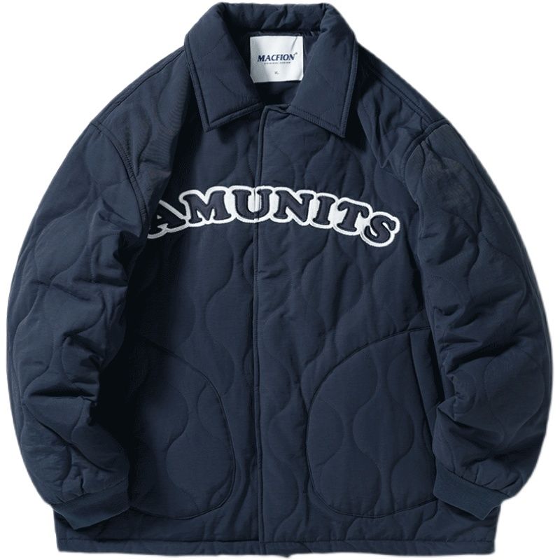 

BDLS Japanese Cityboy Letter Tooling Padded Jacket Men' Autumn and Winter New Loose Casual Padded Jacket, Blue