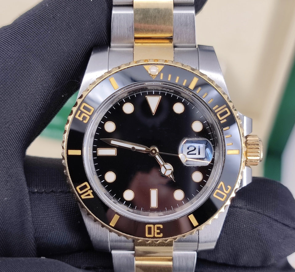 

Silver-Gold Men Fashion Gold Watch 9 Color Full Stainless Steel 2813 Automatic Mechanical Movement Glide 40mm Ceramic Sport Wristwatches, Tool