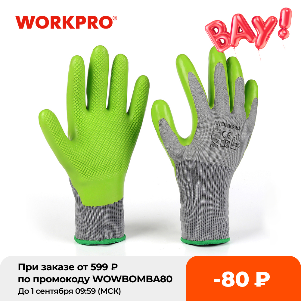 

WORKPRO 6 Pairs Garden Gloves Work Glove with Eco Latex Palm Coated Working Gloves for Weeding Digging Raking and Pruning(M)g