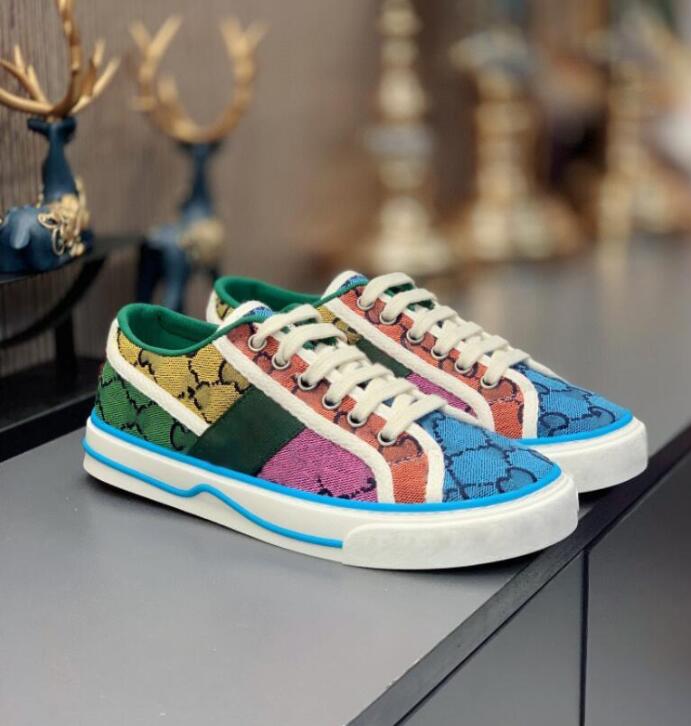 

2021 Luxurys Designers Shoe 1977 sneaker Tennis canvas Beige Blue washed jacquard denim Women Shoes Ace Rubber sole Embroidered Vintage casual Sneakers size35-47, Color15