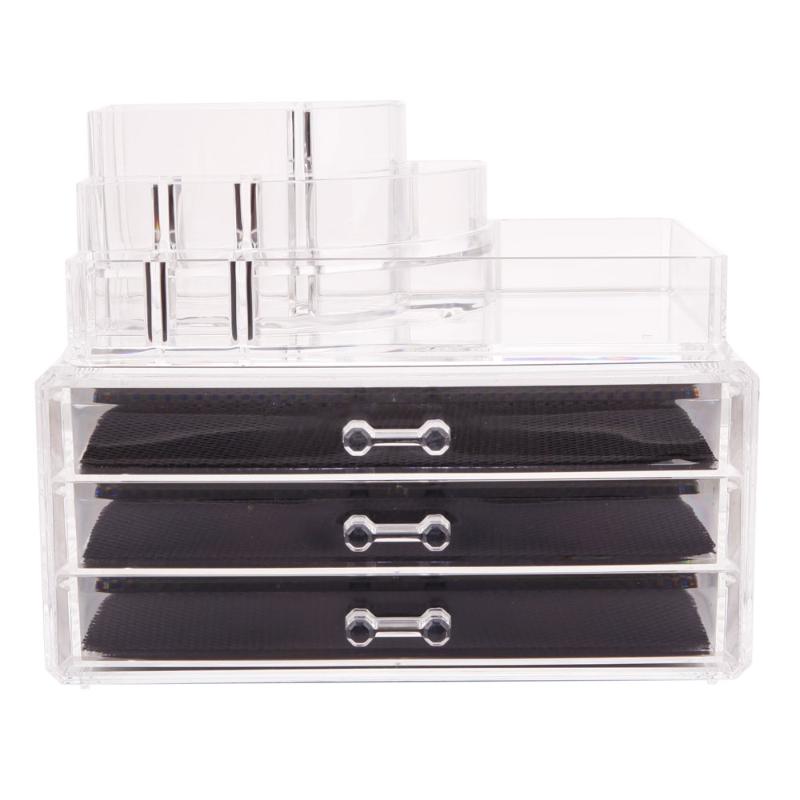 

Rectangular Portable Diamond Room-saving 3-Layer Drawers Plastic Makeup Case Transparent 180821107 Cosmetic Bags & Cases