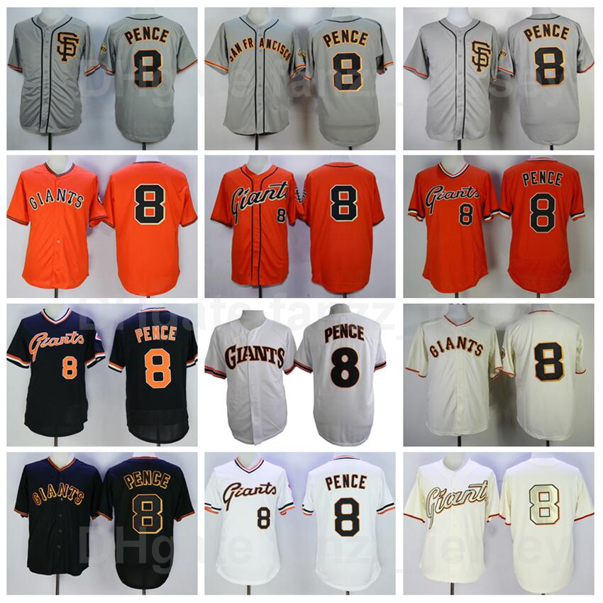 

Men Baseball Vintage 8 Hunter Pence Jersey Retire Pullover Cool Base Team Black Orange White Grey Beige Color Flexbase All Stitched Retro Cooperstown