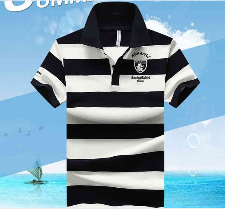 

M-4XL Summer Cotton Male Shirt Homme Luxury Striped Printed Mens Shirt Turn Down Collar Top Clothing, White;black