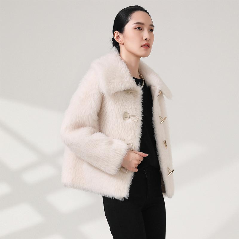 

Women's Fur & Faux 2021 Winter White Women Coat Loose High Quality Ladies Outerwear Fashion Casual Thicken Female Parkas T1324, Black