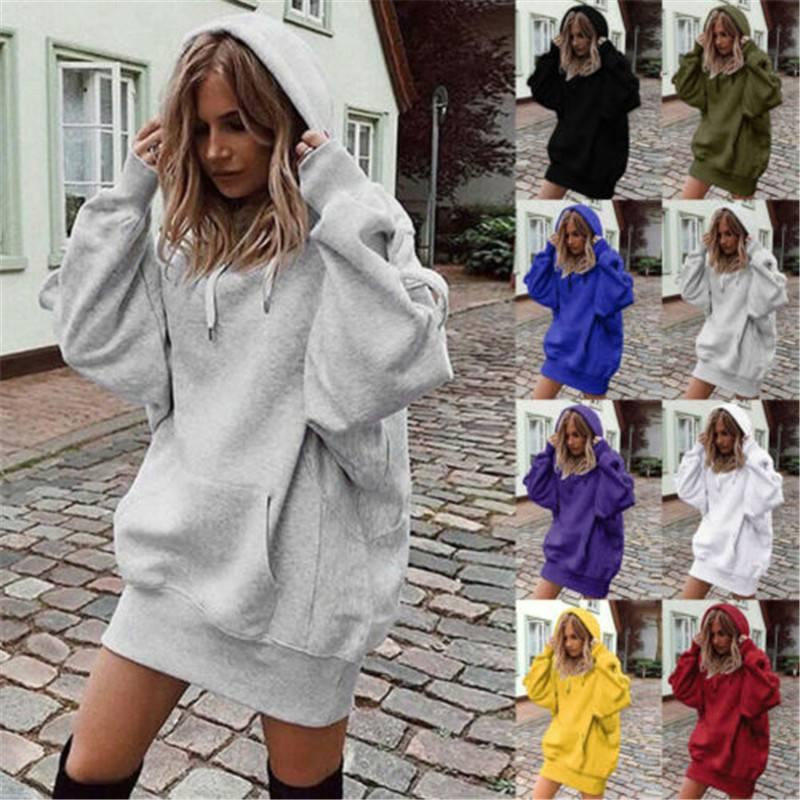 

Women's Hoodies & Sweatshirts Fashion Long Sleeve Womens Loose Mini Ladies Tops Hooded Shift Sweatshirt, Black