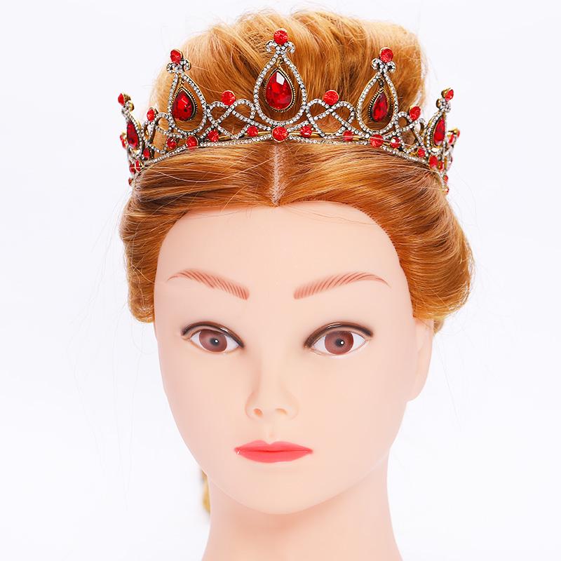

Hair Clips & Barrettes Vintage Gold Red Crystal Bridal Tiaras Crown HeadPieces Rhinestone Princess Royal Crowns Wedding Accessories HG311, Golden;silver