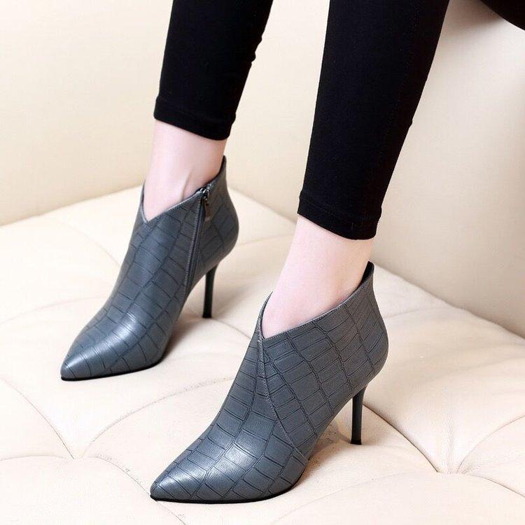 

Dress Shoes Fashion Women Boots Casual Leather Low High Heels Spring Woman Pointed Toe Rubber Ankle Black Red Zapatos Mujer