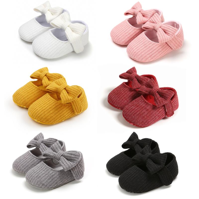 

First Walkers Spring And Autumn 0-1 Year Old Woolen Bow Baby Princess Shoes Toddler Born Girl 6To 12 Month Infant Little Girls