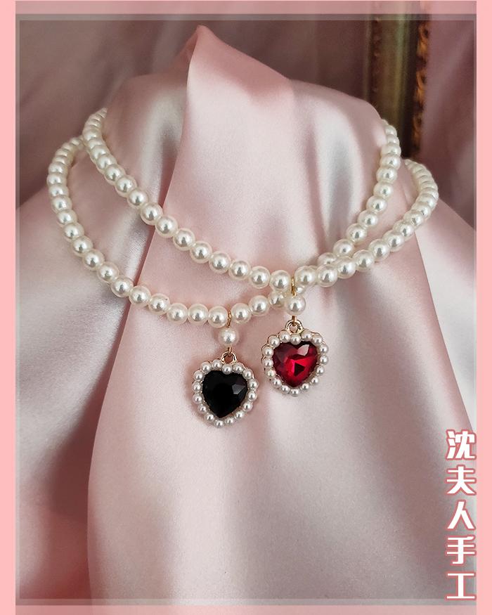 Pendant Necklaces Daily Simple Temperament Wild Pearl Necklace Love Gem Short-image-708486307