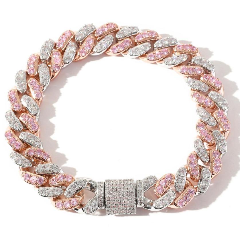 

Bangle Hip Hop Bracelet 12mm Micritarated White Zircon Cabbits Chain