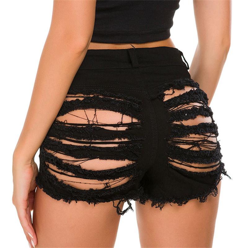 

Women' Shorts Rainbowspray Sexy Women Booty Distressed Jean Denim, Black