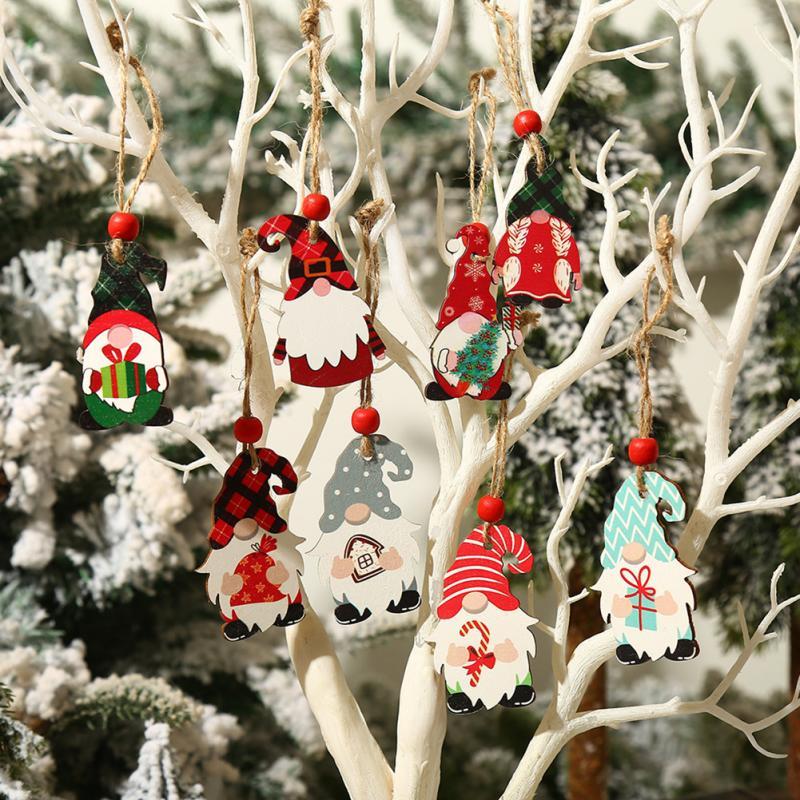 

Christmas Decorations 4PCS Wooden Pendant Holiday Home Decoration Non-slip Durable Tree With Lanyard