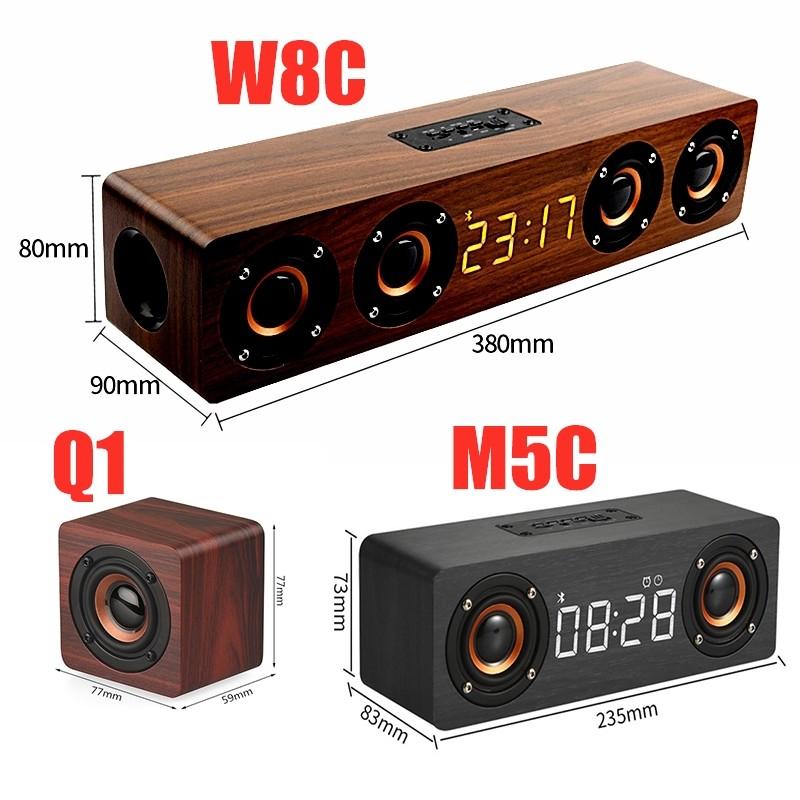 

Portable Speakers Outdoor Led Display Wooden Bluetooth Speaker Hifi Stereo Surround Soundbar With Fm Radio